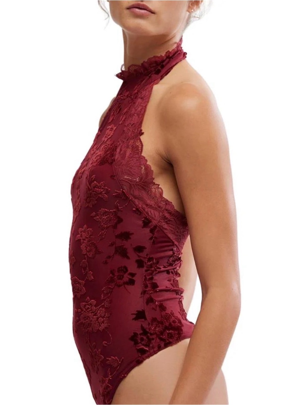Free People Intimately Late Night Bodysuit in Wine